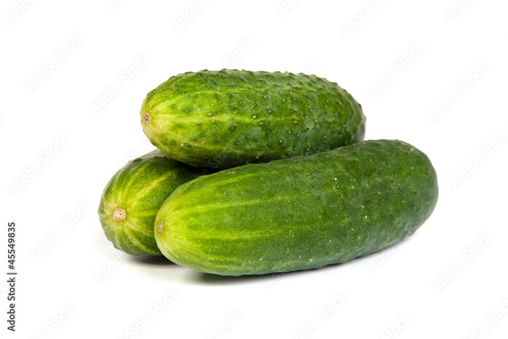 Five Fresh Cucumbers isolated on white Five Fresh Cucumbers isolated on white