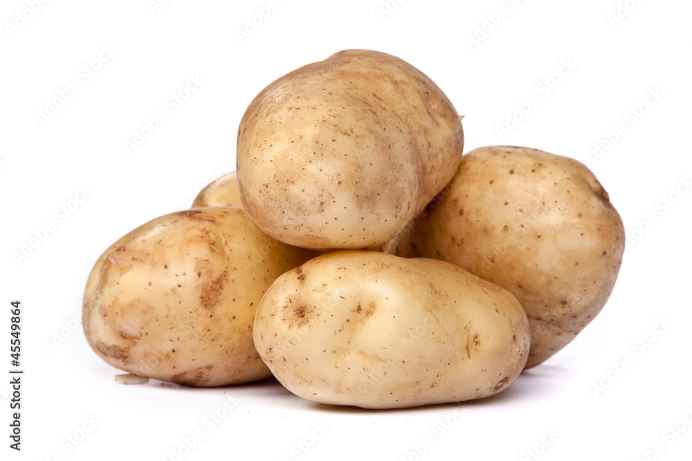 Group of potatoes isolated on white Group of potatoes isolated on white