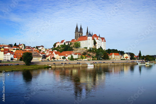 Landscape with Albrechtsburg and Cathedral in Meissen.
