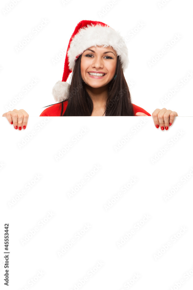 Beautiful christmas woman in santa hat Beautiful christmas woman in santa hat