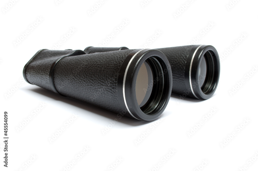 Big black binoculars isolated on white background Big black binoculars isolated on white background