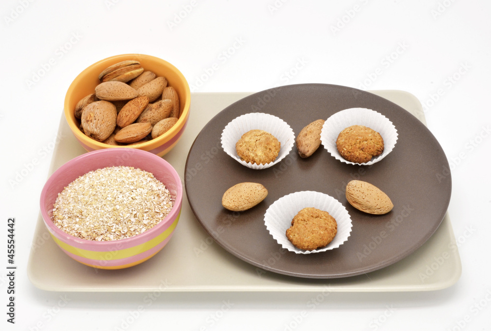 composition with almond cookies and oatmeal composition with almond cookies and oatmeal