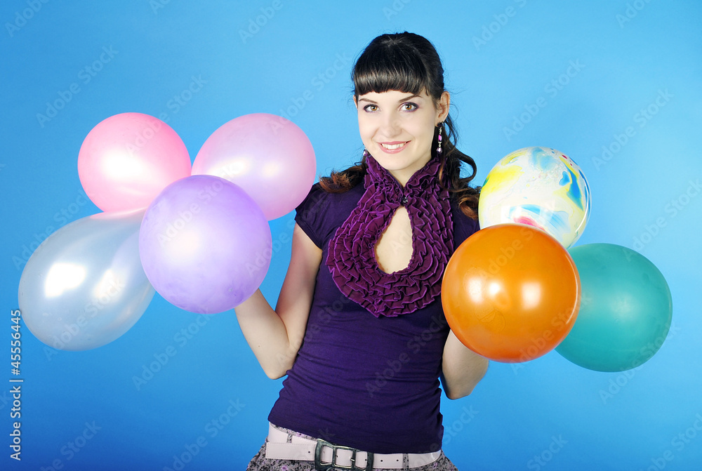 Fototapeta premium portrait beautiful girl with air ball
