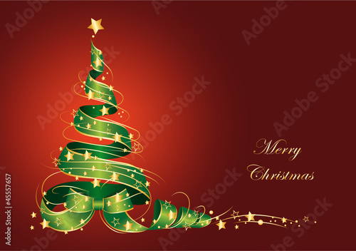Tannenbaum aus Geschenkschleife und Sterne