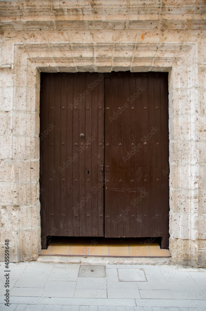 Old wooden entrance door