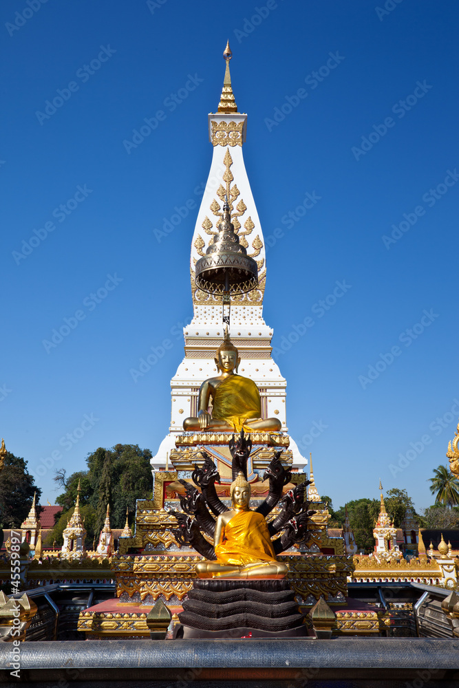Fototapeta premium White Pagoda on blue sky background