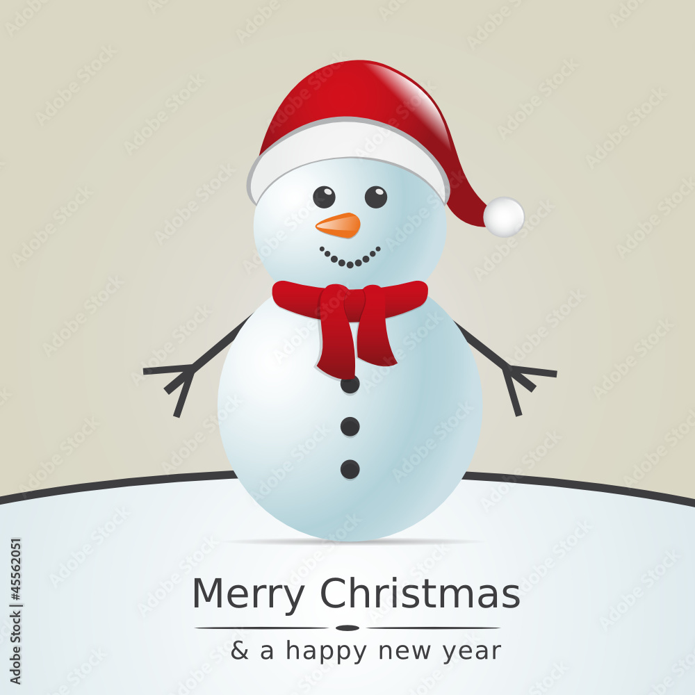 snowman with scarf and santa claus hat snowman with scarf and santa claus hat