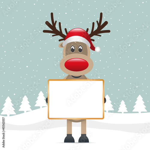 reindeer hold signboard