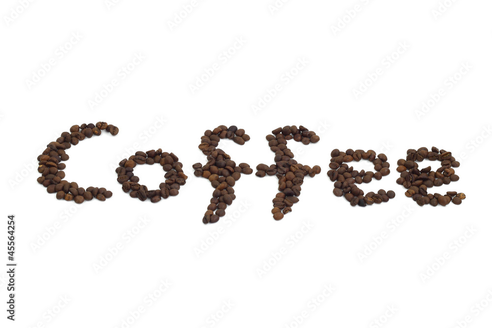 Coffee beans form word Coffee Coffee beans form word Coffee