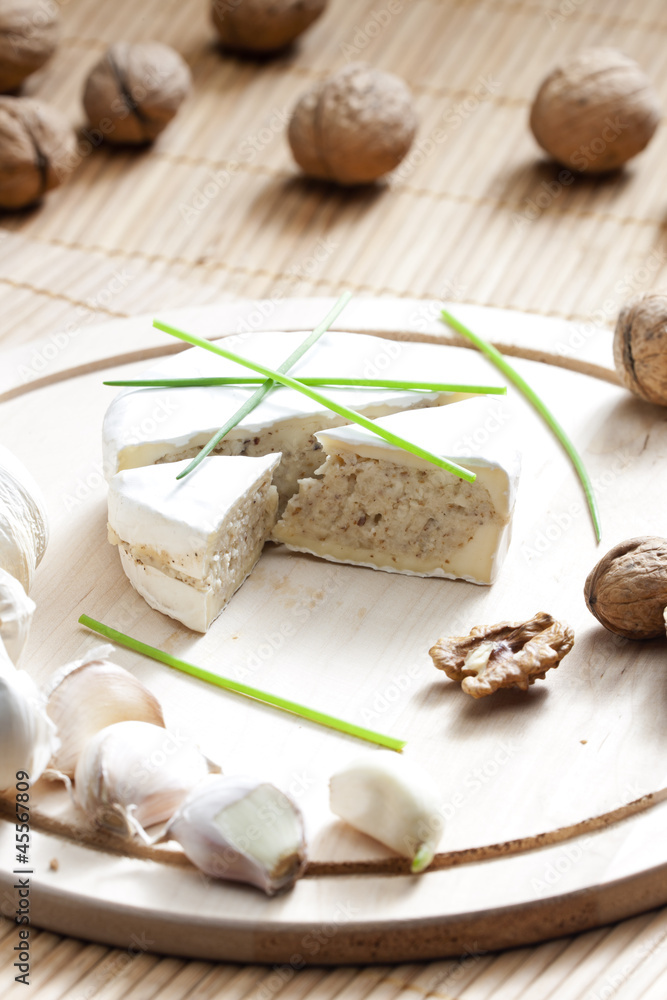 cheese brie filled with cheese mixture of chopped walnuts and ga cheese brie filled with cheese mixture of chopped walnuts and ga