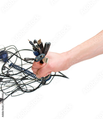 Bunch of wires in hand