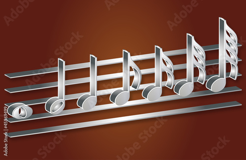 Verschiedene Noten in 3d, stylish note icons