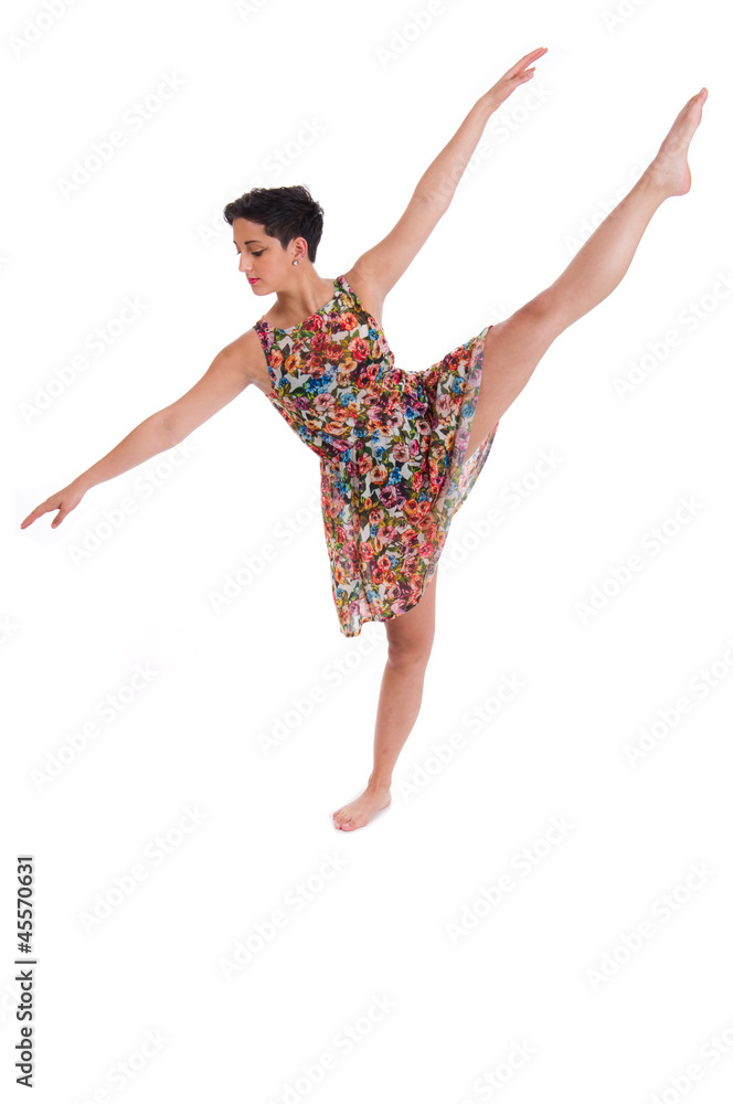 Obraz premium Young female dancer in colorful dress