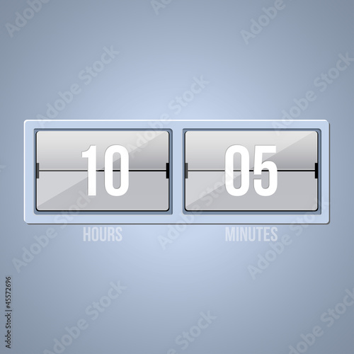 White vector clock. Icon. Background.