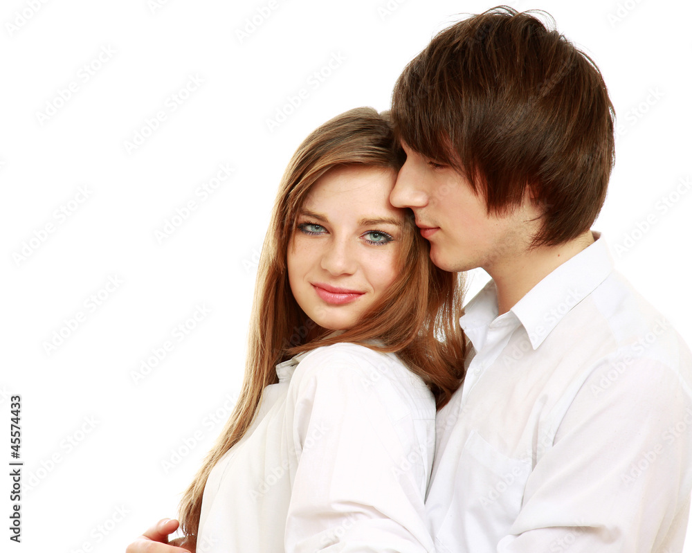 Shot of a young couple, isolated on white Shot of a young couple, isolated on white