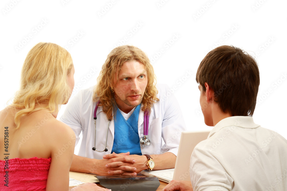 A visit to a doctor, isolated on white A visit to a doctor, isolated on white