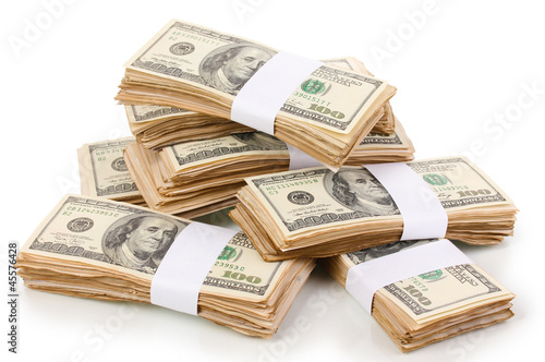 Принти на полотні Stacks of one hundred dollars banknotes close-up isolated