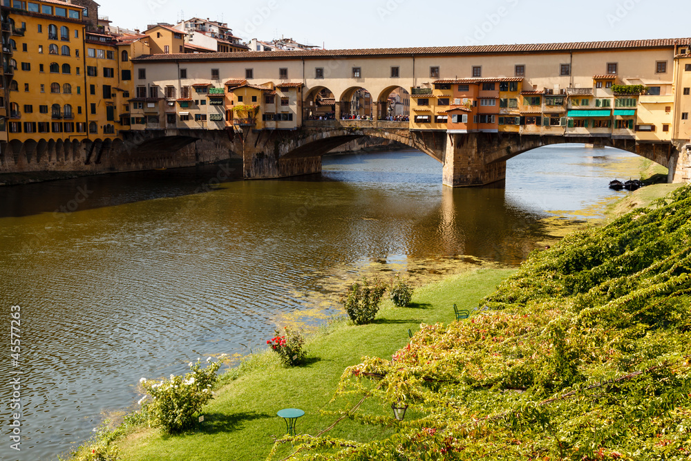 Ponte Vecchio Bridge Across Arno River in Florence at Morning, I