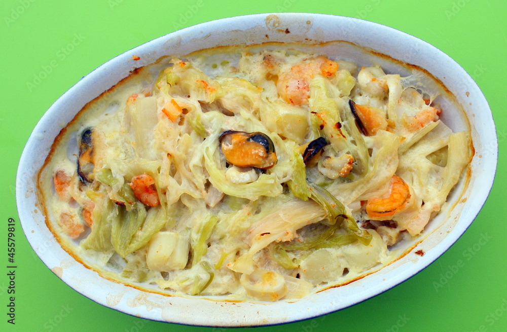 Cassolette Fruits De Mer Poireaux Champignons