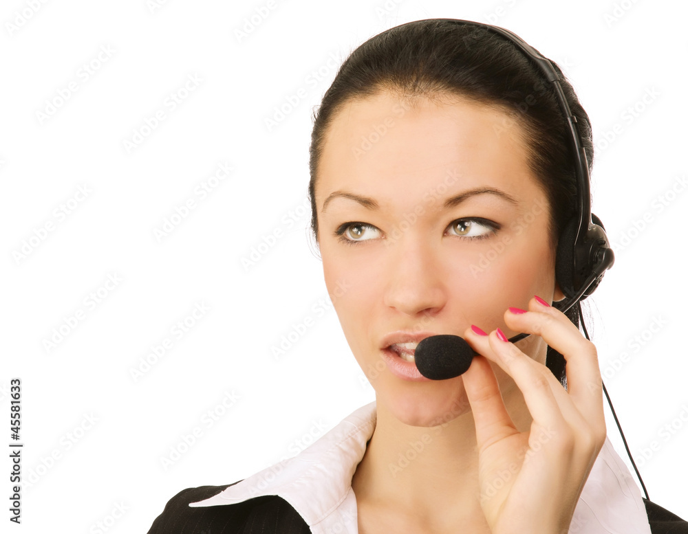 A friendly customer service girl with a headset A friendly customer service girl with a headset