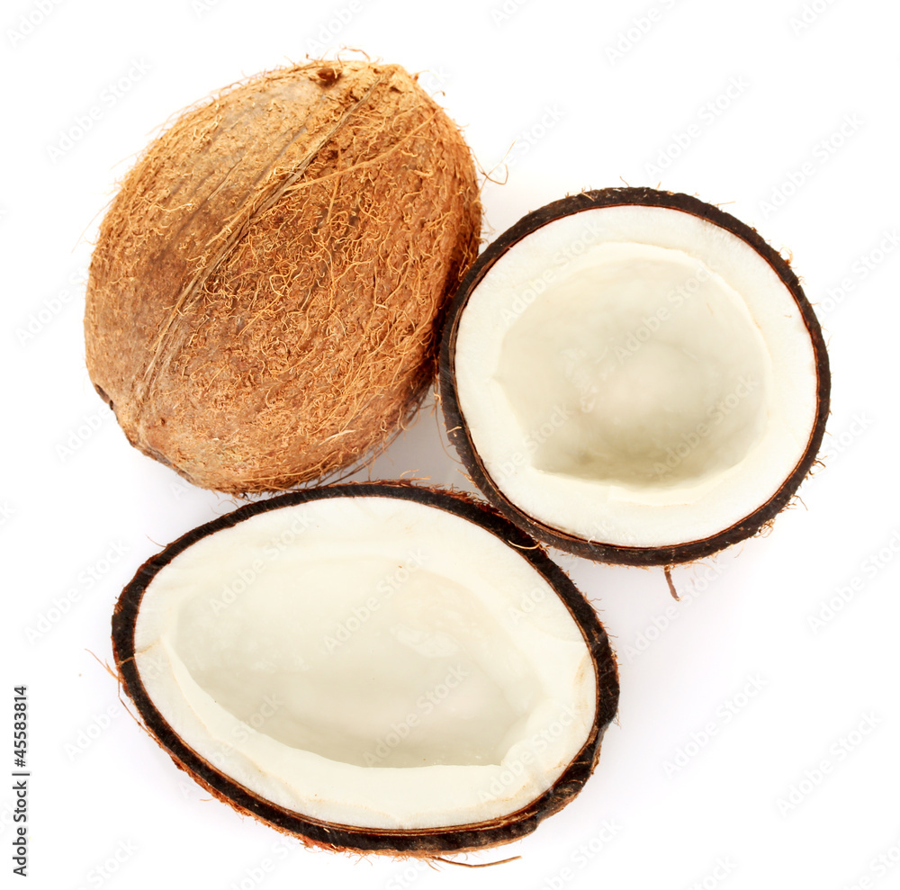 halves of coconut with a coconut isolated halves of coconut with a coconut isolated