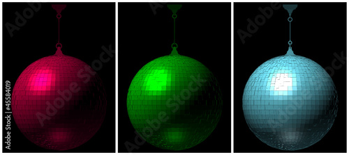 RGB Disco Ball On Black Background 02