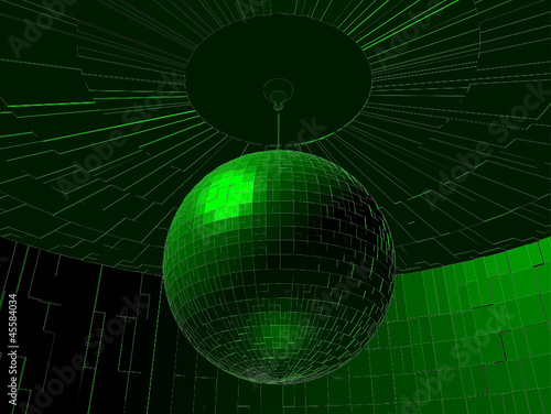 Green Disco Ball In Room Vector 03