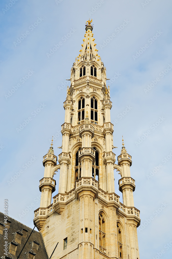 Medieval tower of City Hall on Grand Place