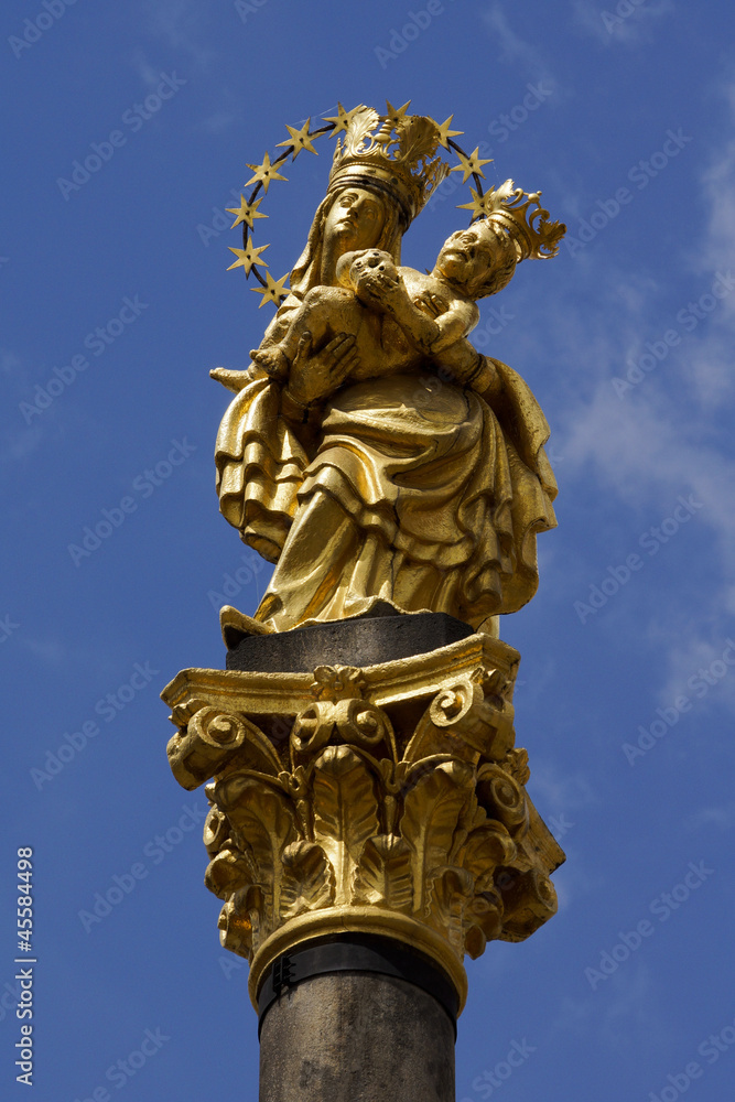 Golden Madonna and child in Pilzen