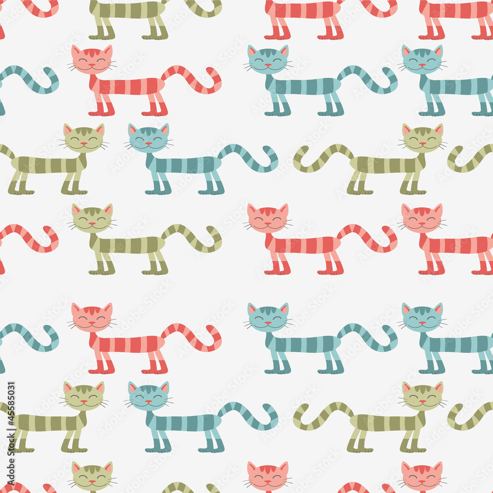 Seamless pattern with cute cats