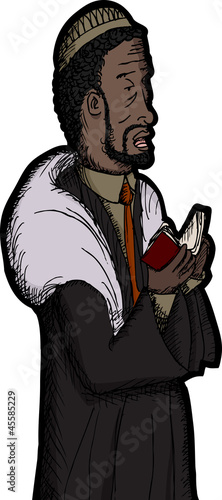 Black Rabbi Praying