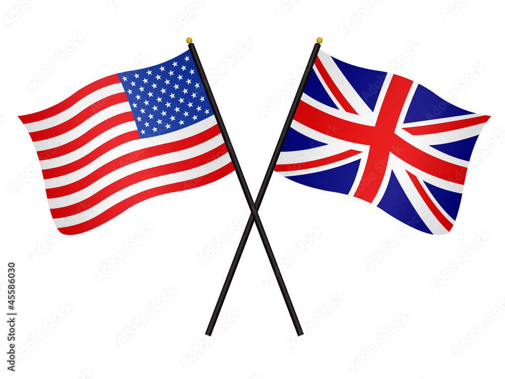 United States and UK flags