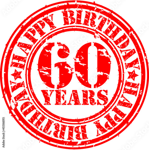 60 years happy birthday rubber stamp, vector illustration