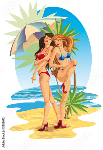 Two girls on the beach