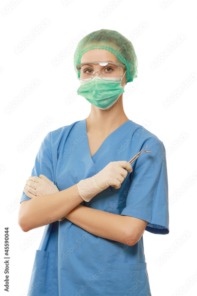 Portrait of a female dentist, isolated on white Portrait of a female dentist, isolated on white