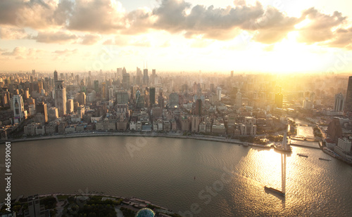 An aerial view of Shanghai city