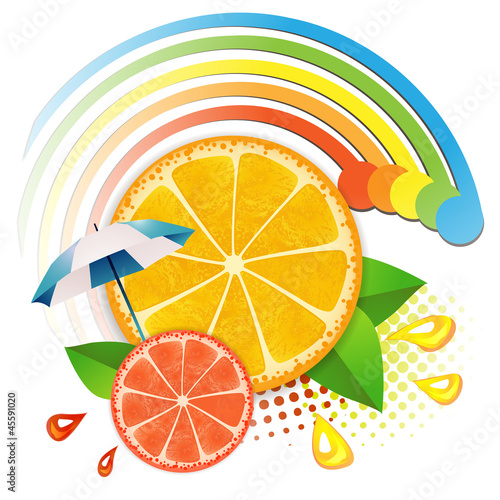 Slices orange  and grapefruit ,juicy fruit