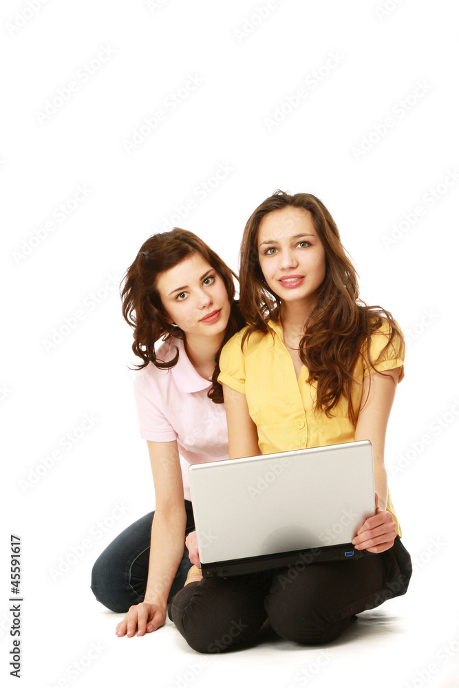 Young girls with a laptop