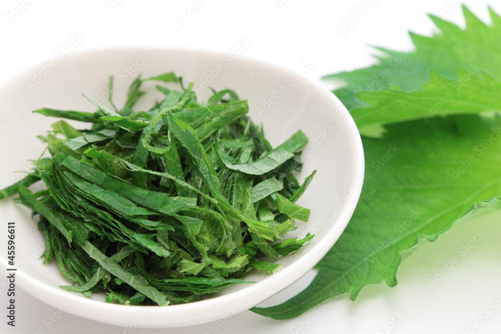 Japanese condiment, chopped green perilla, shiso Japanese condiment, chopped green perilla, shiso
