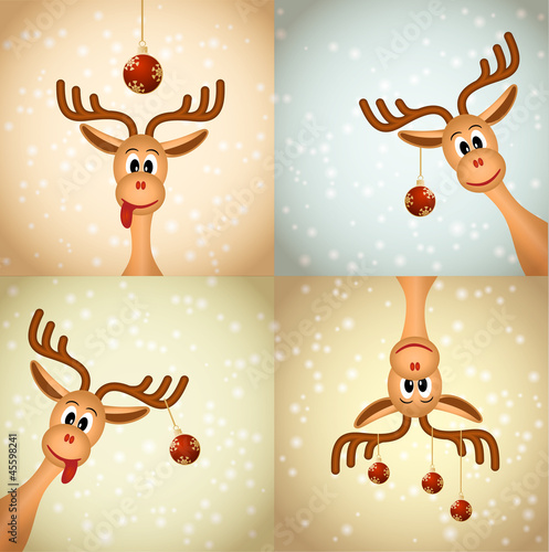 Four funny christmas reindeer