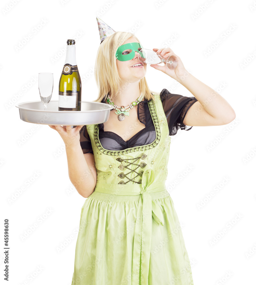 Young waitress with a tray Young waitress with a tray