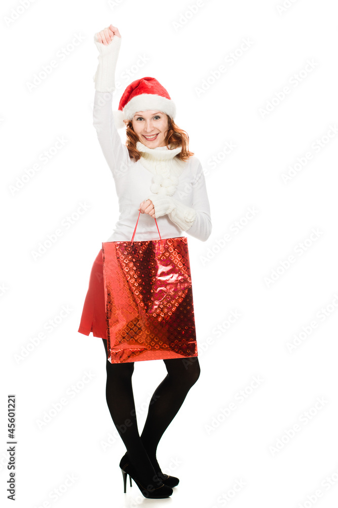 Beautiful christmas woman in santa hat Beautiful christmas woman in santa hat