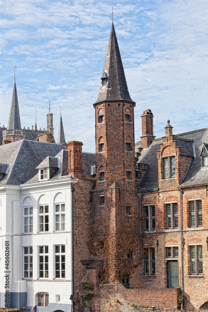 Beautiful view of  historical district of the city of Ghent