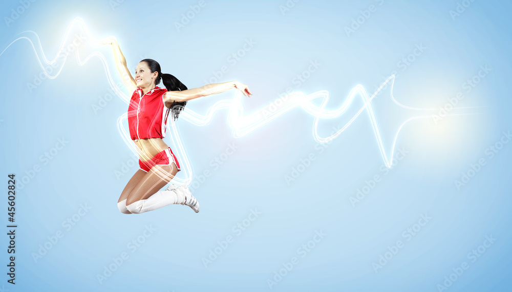 Young woman dancer. With lights effect. Young woman dancer. With lights effect.