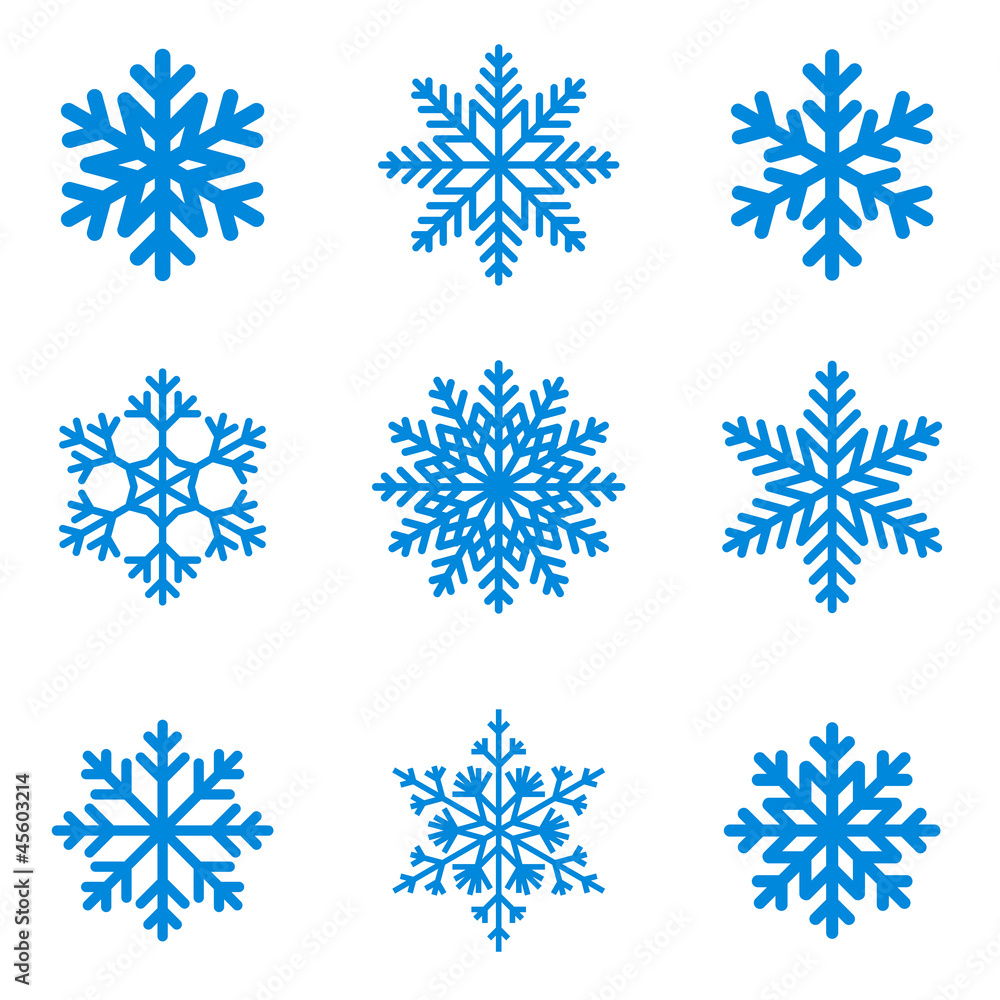 Snowflakes icon collection. Vector shape. Snowflakes icon collection. Vector shape.