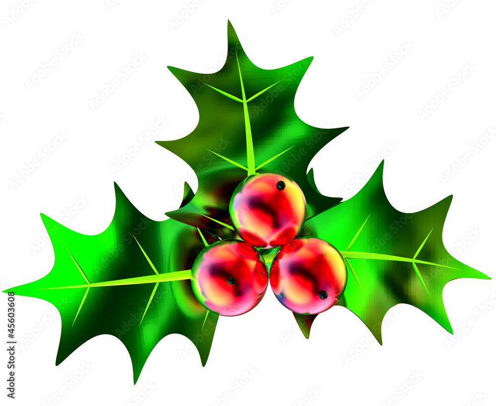 red berries with green leaves