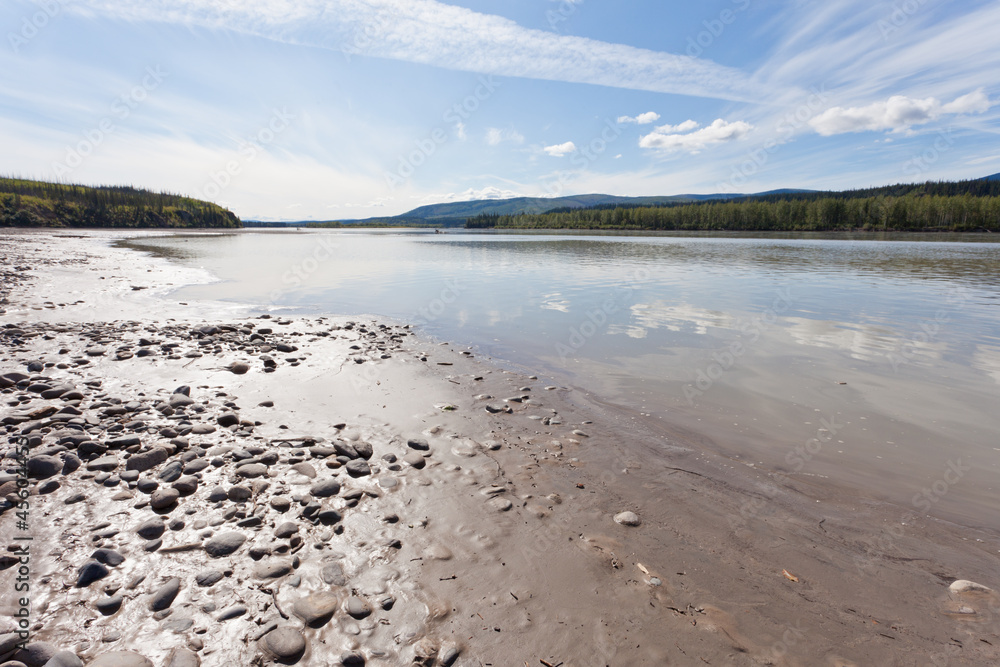 Gravel and mud at Yukon River near Dawson City Gravel and mud at Yukon River near Dawson City