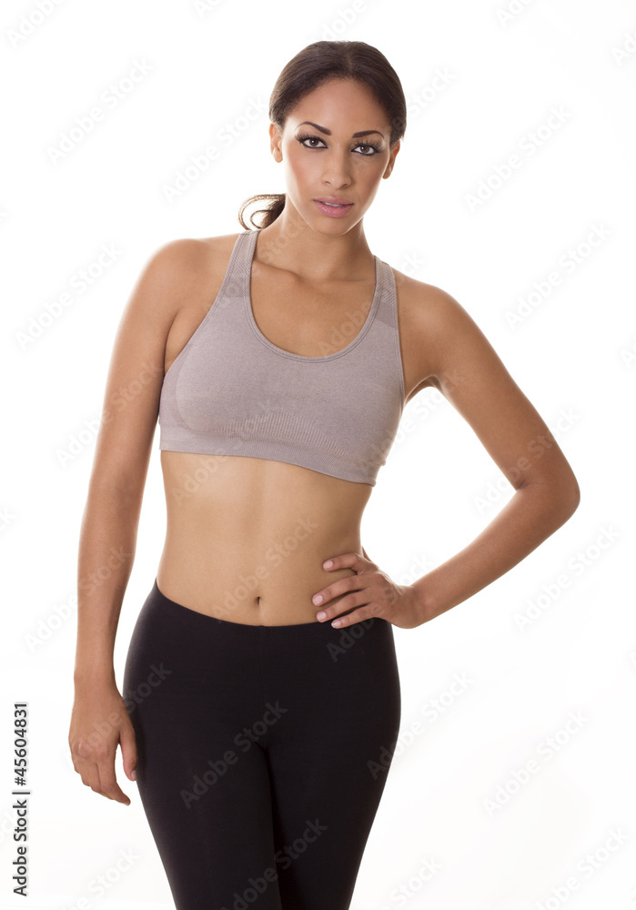 Beautiful african american woman in workout clothes. Beautiful african american woman in workout clothes.