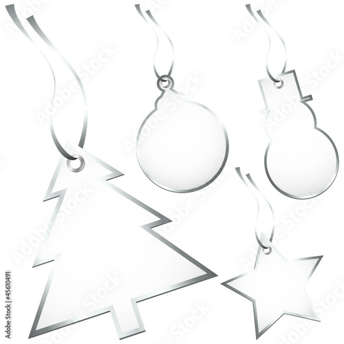 4 Christmas Hangtags Silver Frame