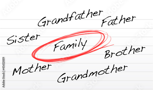 Family illustration design over a notepad